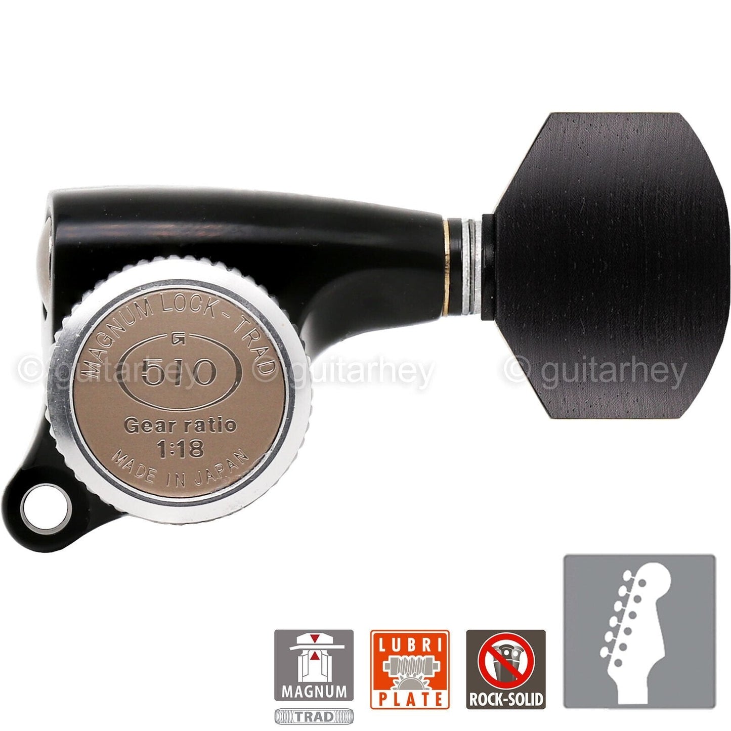 NEW Gotoh SGS510Z-EN07 MGT 6 in line Locking Tuners Set 18:1 Gear Ratio - BLACK