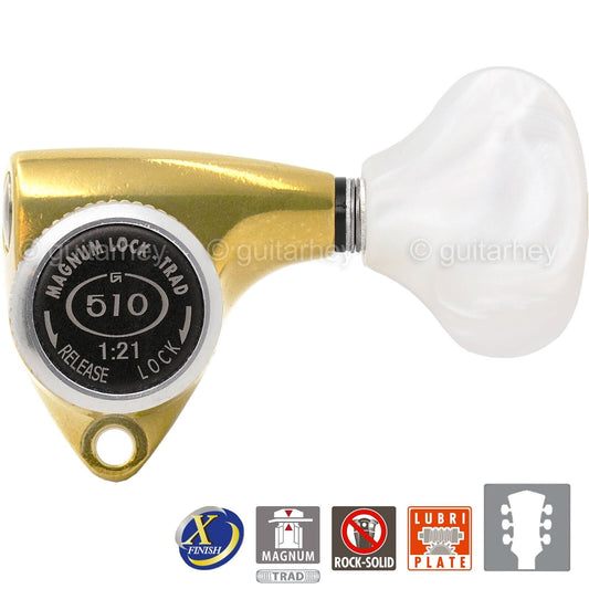 NEW Gotoh SGV510Z-WL5 MGT L3+R3 LOCKING Tuners Set 3x3 - ANTIQUE X-FINISH GOLD