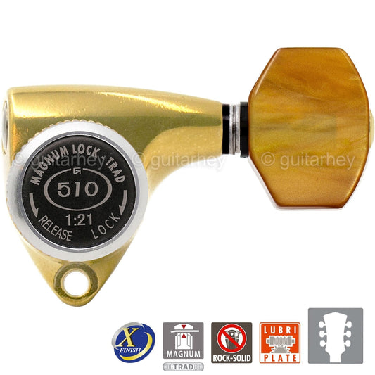 NEW Gotoh SGV510Z-P8 MGT L3+R3 LOCKING Tuners Set 3x3 - ANTIQUE X-FINISH GOLD