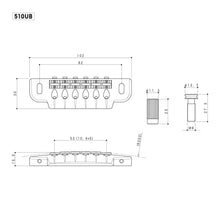 Load image into Gallery viewer, NEW Gotoh 510UB Wrap Around Guitar Bridge Tailpiece w/ Stud Lock - CHROME