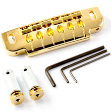 Load image into Gallery viewer, Gotoh 510UB Wrap Around Bridge Tailpiece w/ Studs - 10-4mm Spacing - GOLD