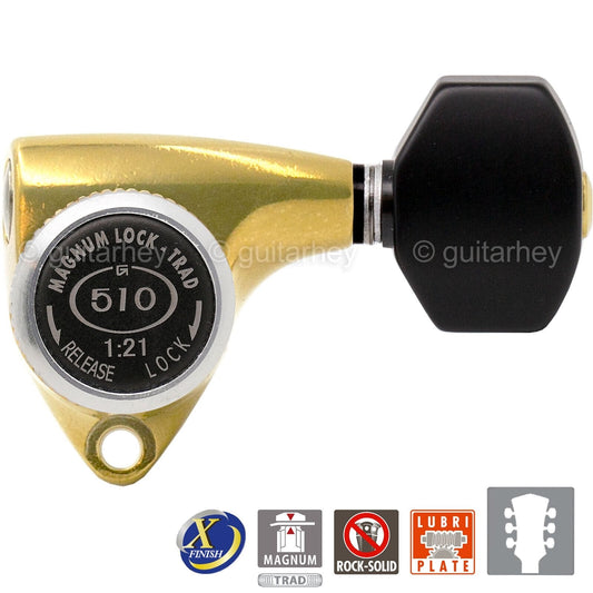 NEW Gotoh SGV510Z-B07 MGT L3+R3 LOCKING Tuners Set 3x3 - ANTIQUE X-FINISH GOLD
