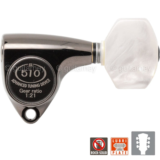 NEW Gotoh SGV510Z-P7 Tuners L3+R3 Set PEARL Buttons 21:1 Ratio 3x3 - COSMO Black