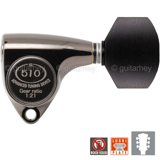 NEW Gotoh SGV510Z-EN07 Tuners L3+R3 Set EBONY Buttons 21:1 Ratio 3x3 COSMO BLACK