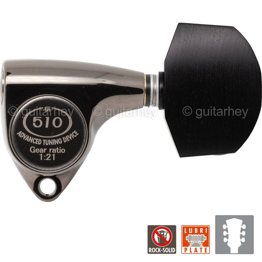 NEW Gotoh SGV510Z-EN01 Tuners L3+R3 Set EBONY Buttons 21:1 Ratio 3x3 COSMO BLACK