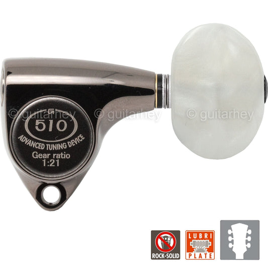 NEW Gotoh SGV510Z-P1 Tuners L3+R3 Set PEARL Buttons 21:1 Ratio 3x3 - COSMO BLACK