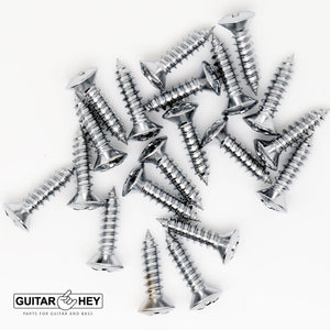 (20) Pickguard Plate/Cover Screws for Fender Phillips Head, #4 x 1/2" - CHROME