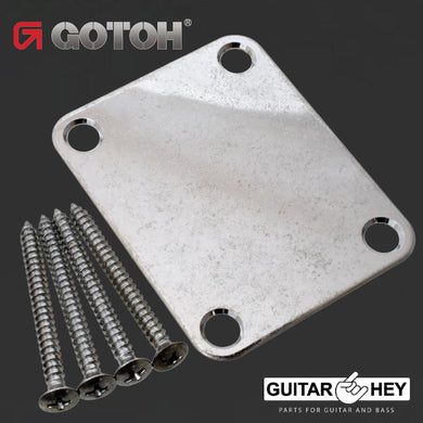 NEW Gotoh Factory Aged Chrome RELIC Neck Plate for Guitar/Bass w/ Screws