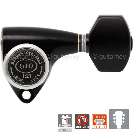 NEW Gotoh SGV510Z-B07 MGT L3+R3 LOCKING Tuners Set 21:1 Gear Ratio 3x3 - BLACK