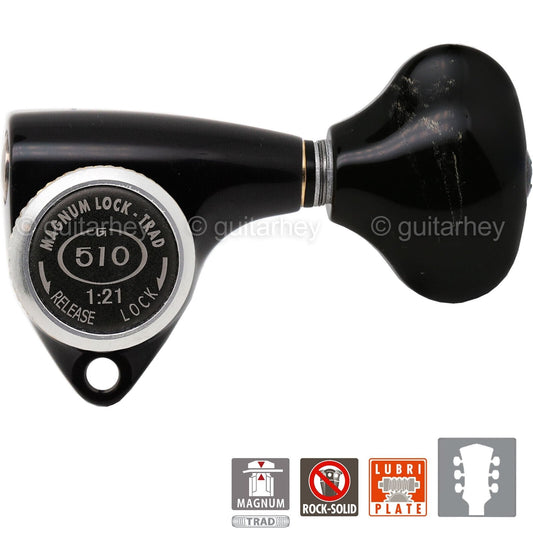 NEW Gotoh SGV510Z-FL5 MGT L3+R3 LOCKING Tuners Set 21:1 Gear Ratio 3x3 - BLACK