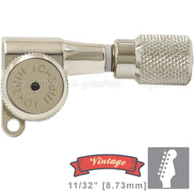 Load image into Gallery viewer, Hipshot VINTAGE 6-in-Line Stag Locking Tuners KNURLED Buttons 21/64&quot; ID - NICKEL