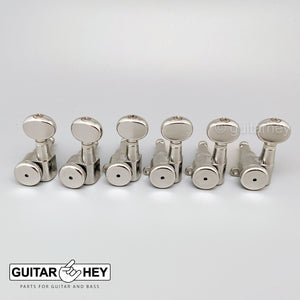 NEW Hipshot 6-in-Line LOCKING Tuners STAGGERED Oval Buttons TREBLE - NICKEL