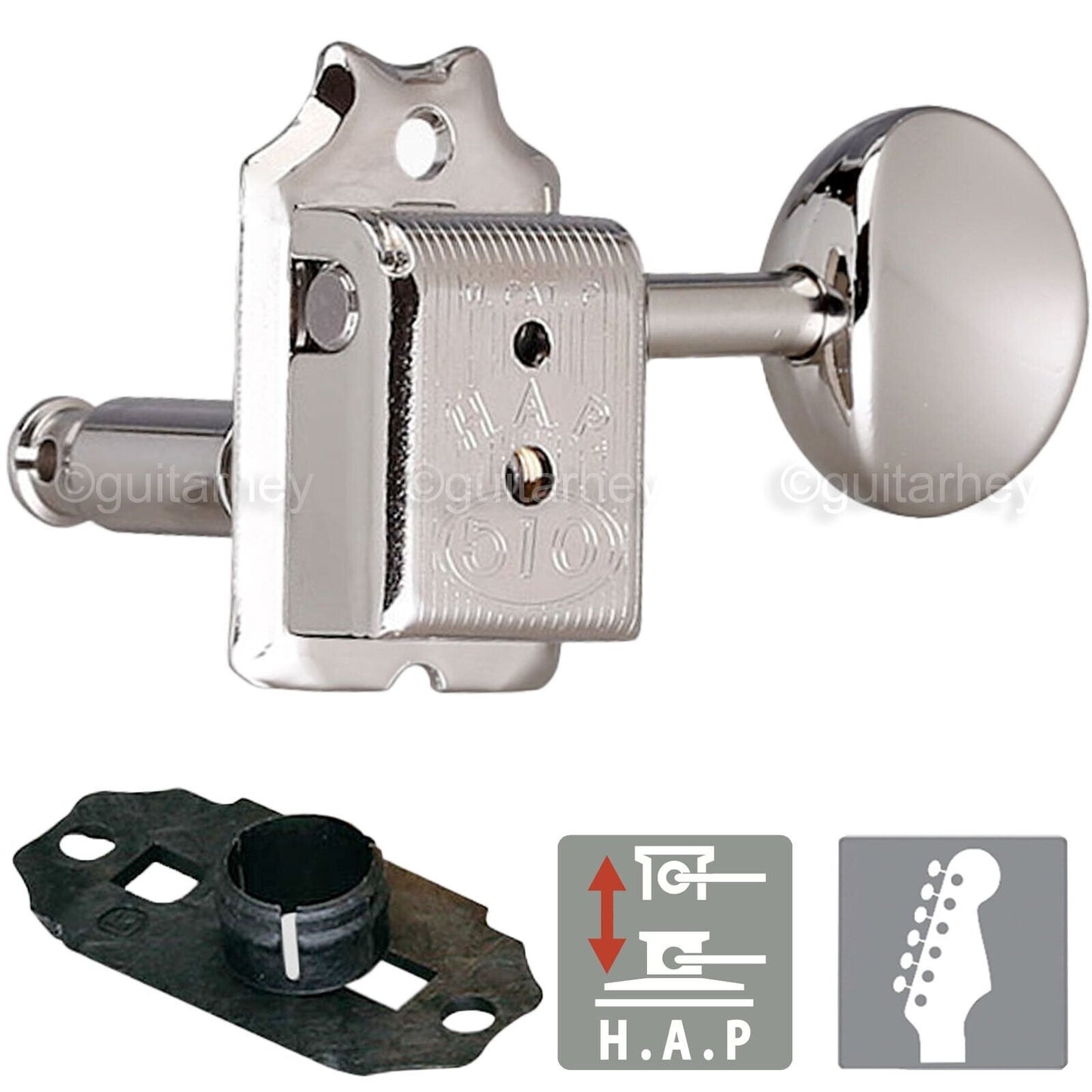 NEW Gotoh SDS510-05M HAP 6-in-line Adjustable Height Vintage Style Tuners NICKEL