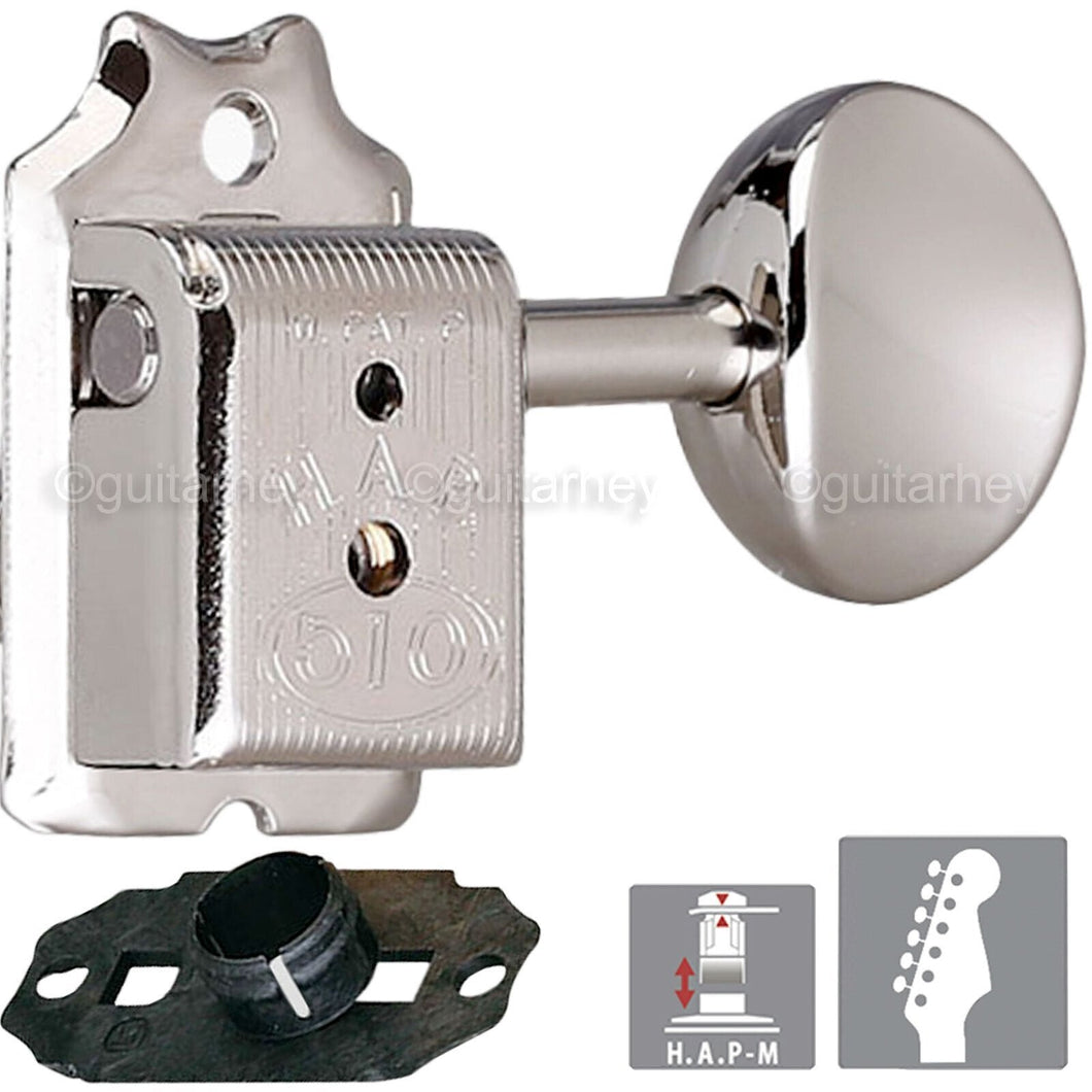 NEW Gotoh SDS510-05M HAPM 6-in-line LOCKING Adjustable Height Tuners - NICKEL
