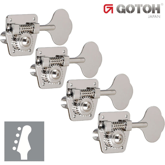 NEW Gotoh GB2 4 In-Line Clover Leaf Bass Tuners 26:1 Gear Ratio - NICKEL