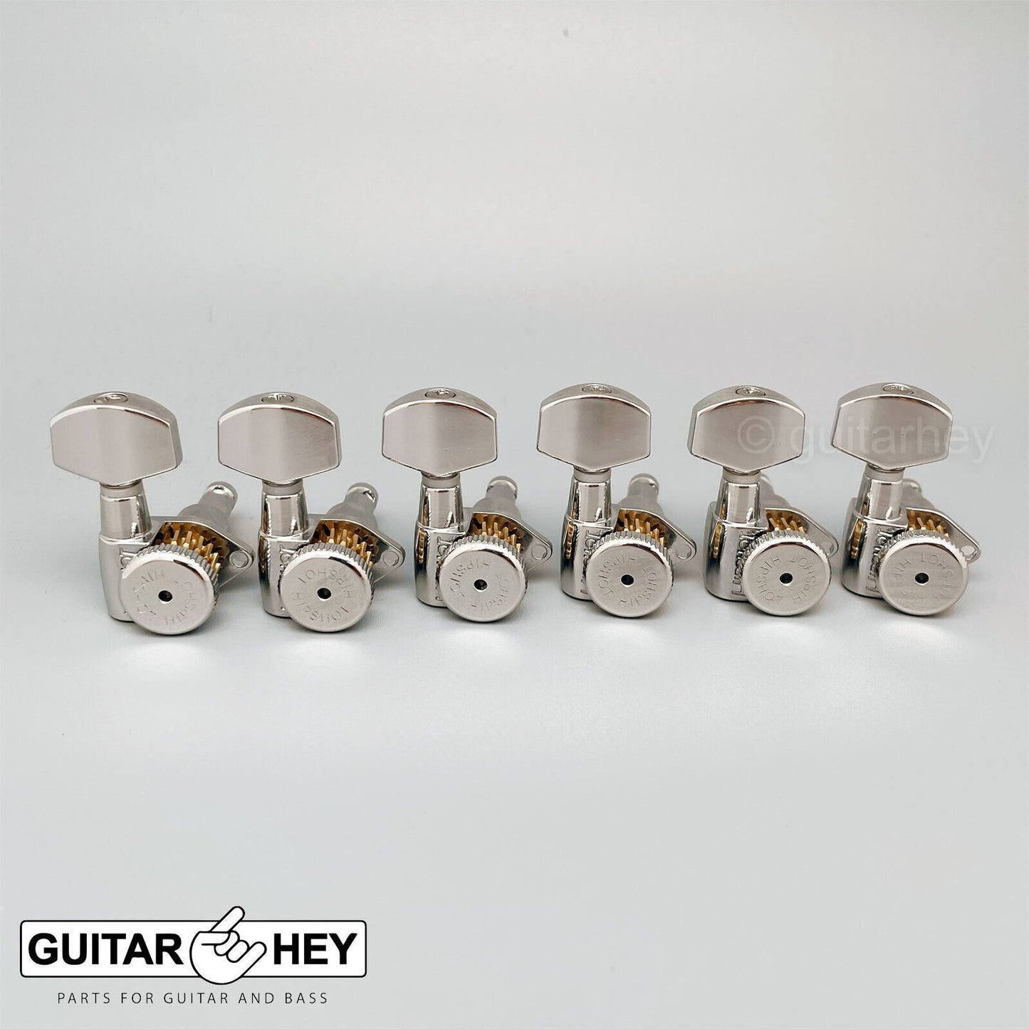 NEW Hipshot Grip-Lock STAGGERED Locking TUNERS 6 In Line D07 Open-Gear - NICKEL