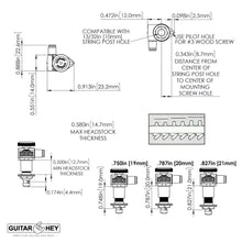 Load image into Gallery viewer, NEW Hipshot Grip-Lock STAGGERED Locking TUNERS 6 In Line D07 Open-Gear - NICKEL