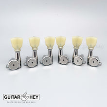 Load image into Gallery viewer, NEW Hipshot L3+R3 LOCKING Mini Tuners SET w/ KEYSTONE Buttons 3x3 - CHROME