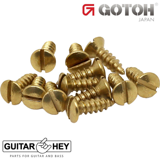 (12) Gotoh Premium Screws for Classical Acoustic Guitar Slot Head BRASS UNPLATED