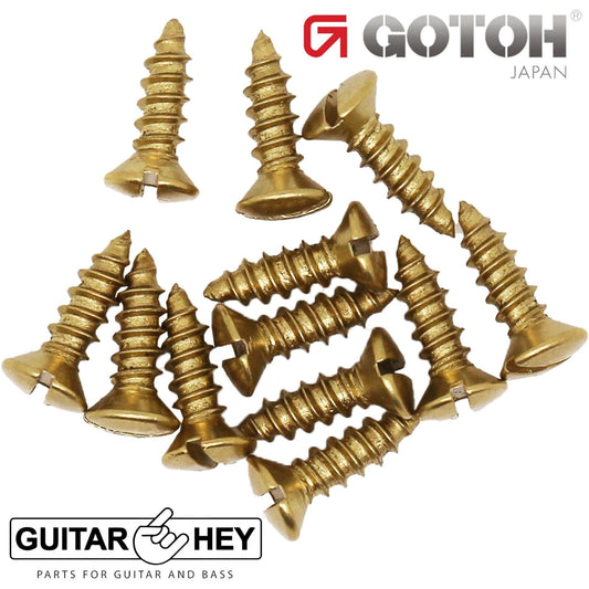 (12) Gotoh Premium Screws for Classical Acoustic Guitar Slot Head BRASS UNPLATED