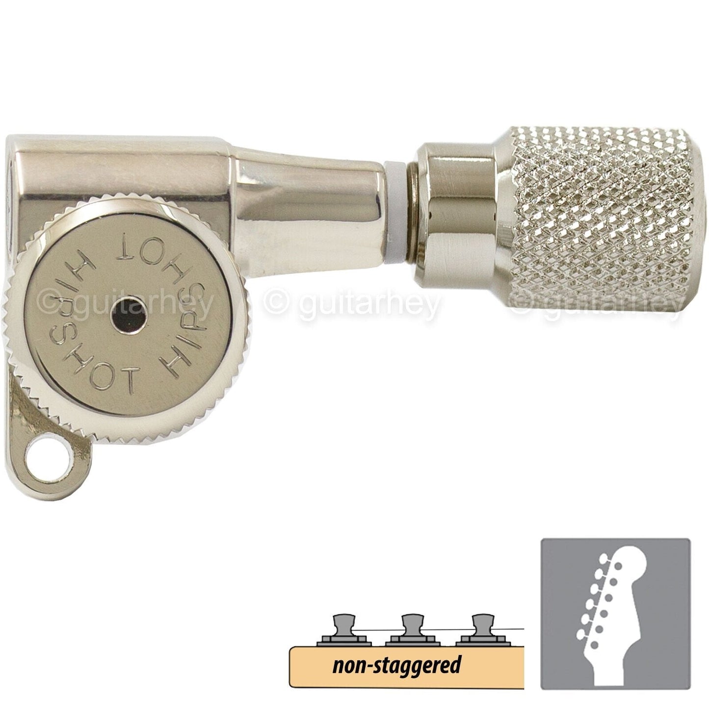 NEW Hipshot 6-in-Line LOCKING Tuners SET Knurled Buttons Non-Staggered - NICKEL