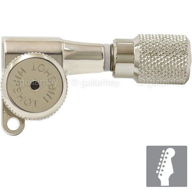 NEW Hipshot 6-in-Line STAGGERED Locking Tuners SET w/ Knurled Buttons - NICKEL