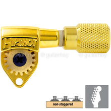 Load image into Gallery viewer, NEW Hipshot Classic Open-Gear Tuners 6 in line Non-Staggered KNURLED - GOLD