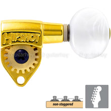 Load image into Gallery viewer, NEW Hipshot Classic Open-Gear Tuners 6 in line Non-Staggered OVAL Pearl - GOLD