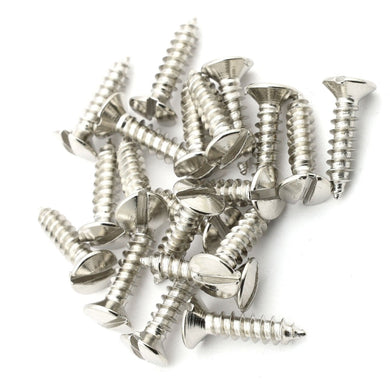 (20) Slot Head Pickguard Plate/Cover Screws Slotted for Fender Guitars - NICKEL