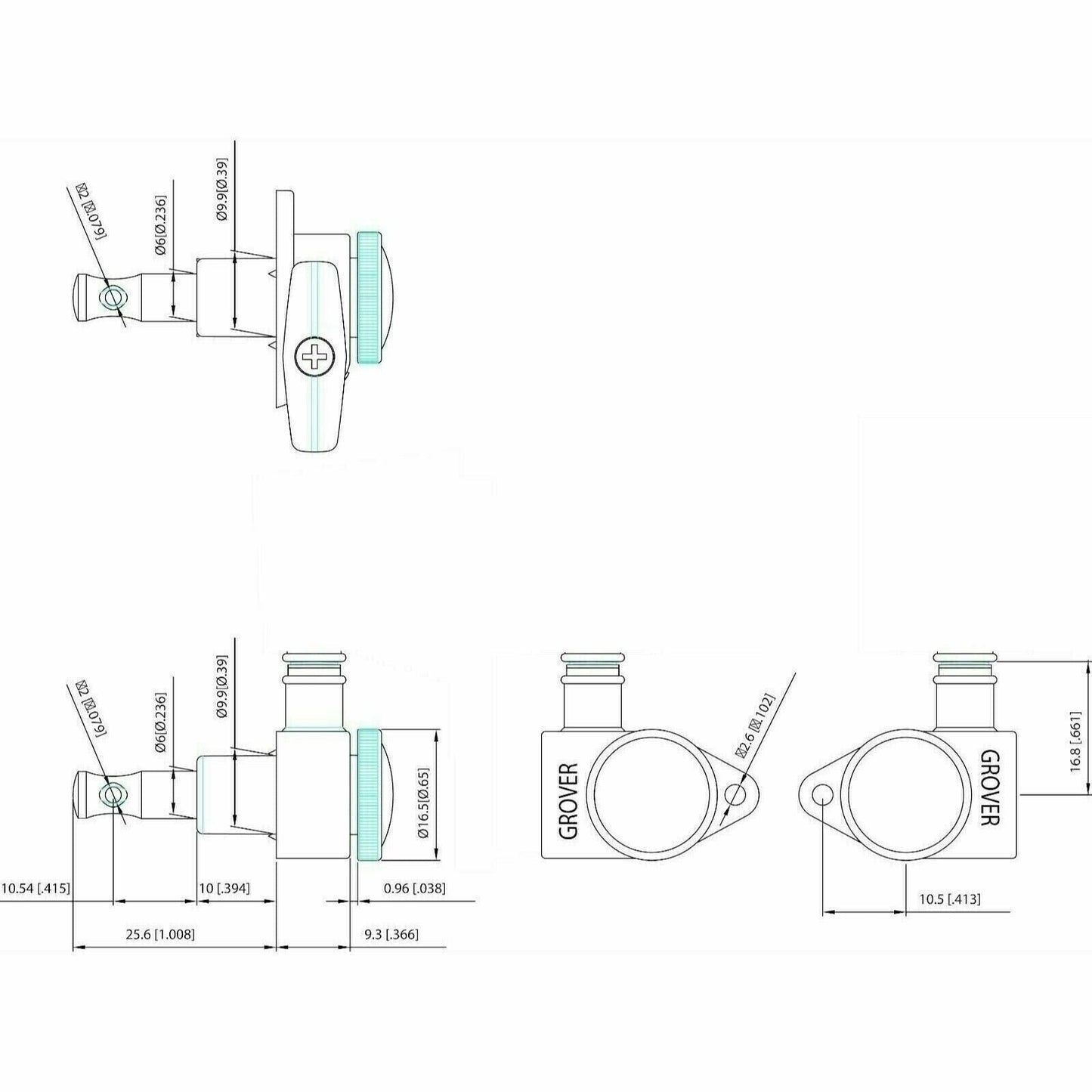 NEW Grover 502 LOCKING Tuners 3x3 Modern Gibson Les Paul KNURLED Buttons - GOLD