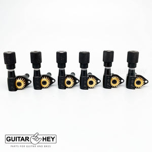 NEW Hipshot Classic Open-Gear Non-Staggered Tuners 6 in line KNURLED - BLACK