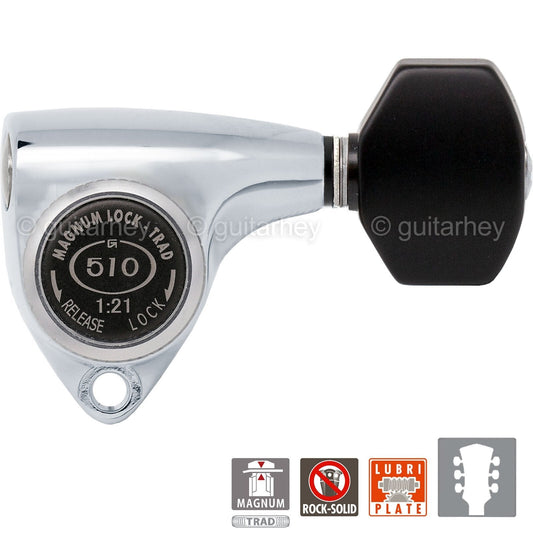 NEW Gotoh SGV510Z-B07 MGT L3+R3 LOCKING Tuners Set 21:1 Gear Ratio 3x3 - CHROME