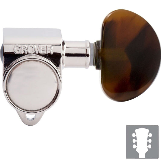 NEW Grover Original Rotomatics® 3x3 102 Tuners w/ TORTOISE Buttons - NICKEL