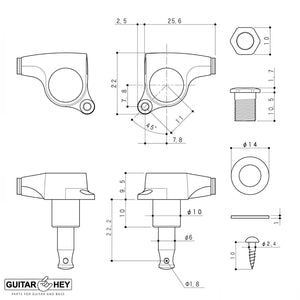 NEW Gotoh SGS510Z-S5 L3+R3 Set Mini Tuners 1:18 Ratio 3x3 - GOLD