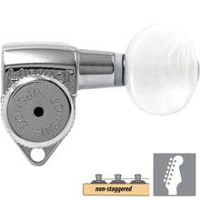 Load image into Gallery viewer, NEW Hipshot Grip-Lock Non-Staggered LOCKING TUNERS 6 In Line Oval Pearl - CHROME