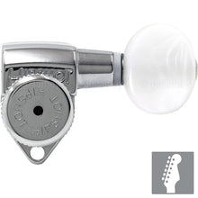 Load image into Gallery viewer, NEW Hipshot Grip-Lock STAGGERED Locking TUNERS 6 In Line Oval Pearloid - CHROME