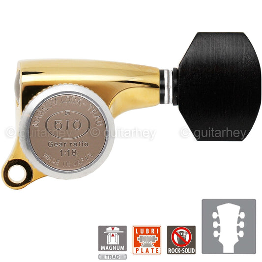 NEW Gotoh SGS510Z-EN07 MGT L3+R3 Set Mini LOCKING Tuners 1:18 Ratio 3x3 - GOLD