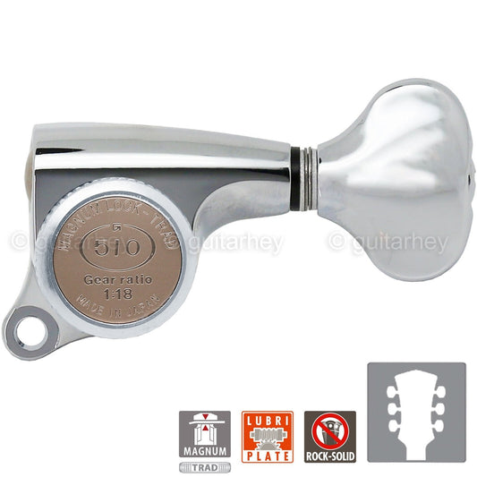 NEW Gotoh SGS510Z-S5 MGT L3+R3 Set Mini LOCKING Tuners 1:18 Ratio 3x3 - CHROME