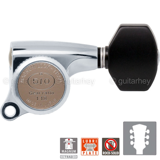 NEW Gotoh SGS510Z-B07 MGT L3+R3 Set Mini LOCKING Tuners 1:18 Ratio 3x3 - CHROME