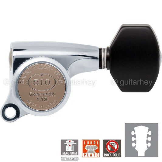 NEW Gotoh SGS510Z-B07 MGT L3+R3 Set Mini LOCKING Tuners 1:18 Ratio 3x3 - CHROME