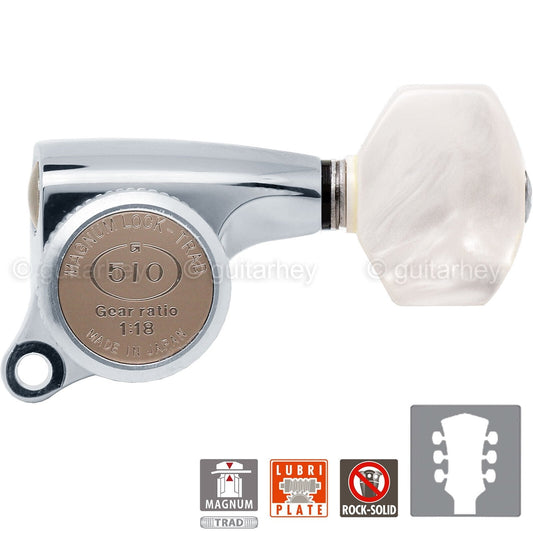 NEW Gotoh SGS510Z-P7 MGT L3+R3 Set Mini LOCKING Tuners 1:18 Ratio 3x3 - CHROME