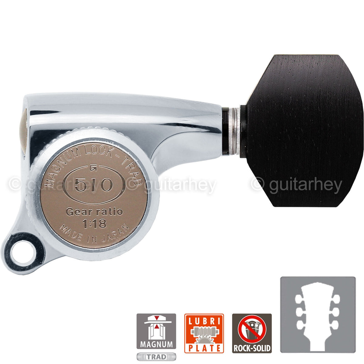 NEW Gotoh SGS510Z-EN07 MGT L3+R3 Set Mini LOCKING Tuners 1:18 Ratio 3x3 - CHROME