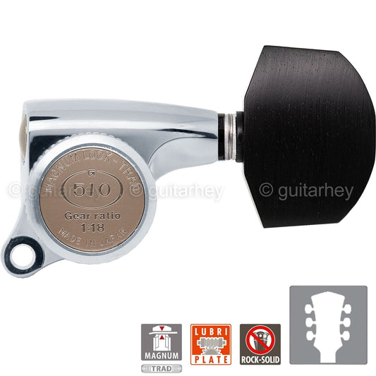 NEW Gotoh SGS510Z-EN01 MGT L3+R3 Set Mini LOCKING Tuners 1:18 Ratio 3x3 - CHROME