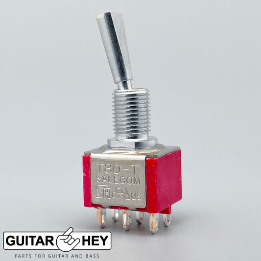 NEW (1) On-On Mini Switch DPDT 2-way Bass or Guitar - CHROME