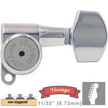 Load image into Gallery viewer, NEW Hipshot VINTAGE 6-in-Line Locking Tuners Non-Stag Small Buttons - CHROME