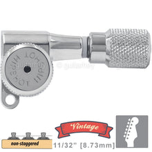 Load image into Gallery viewer, NEW Hipshot VINTAGE 6-in-Line Locking Tuners Non-Stag KNURLED Buttons - CHROME