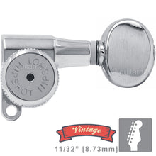 Load image into Gallery viewer, NEW Hipshot VINTAGE 6-in-Line Locking Tuners STAGGERED Oval Buttons - CHROME