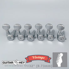 Load image into Gallery viewer, NEW Hipshot VINTAGE 6-in-Line Locking Tuners STAGGERED Oval Buttons - CHROME