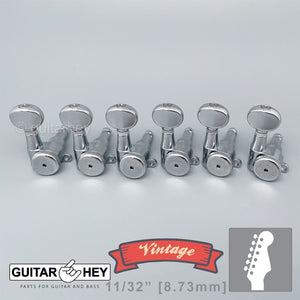 NEW Hipshot VINTAGE 6-in-Line Locking Tuners STAGGERED Oval Buttons - CHROME