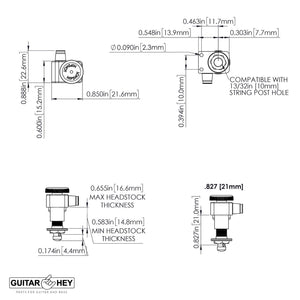 NEW Hipshot Non-Stag Tuners Fender® Directrofit™ LOCKING Pearl Buttons - SATIN